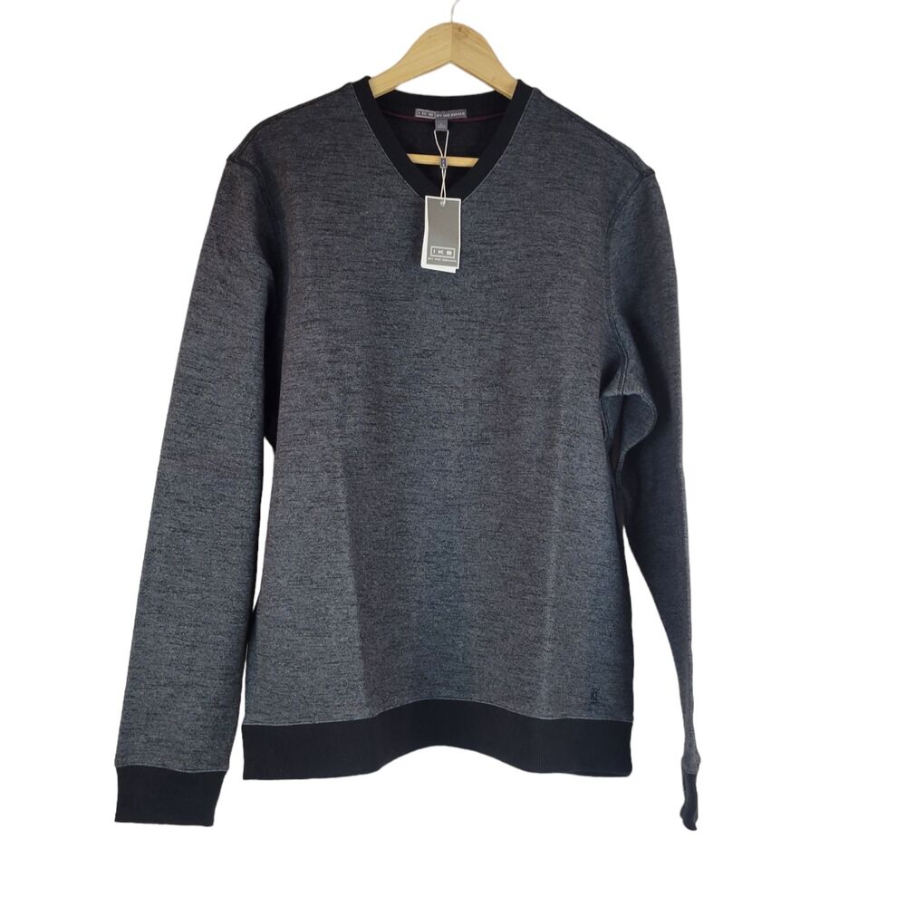 IKE by Ike Behar Men's Gray Heather Knit V-Neck Sweater size Large NWT $120